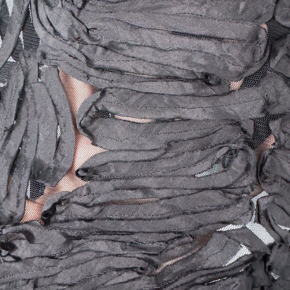 Mesh Ribbon Trim Sheer Mini Dress Medium Large Gothic Whimsigoth Fairy Grunge - Picture 12 of 16